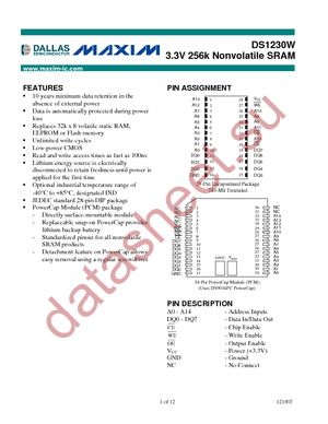 DS1230W-150 datasheet  